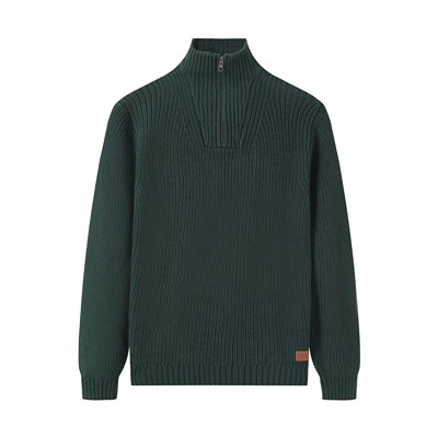 Zip Up Crew Neck Sweater