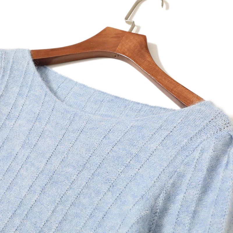 Women's Blue Knit Sweater-2